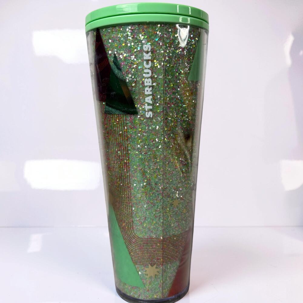 Starbucks 2020 Holiday Glitter Christmas Tree Tumbler Cold Cup 24 oz No Straw
